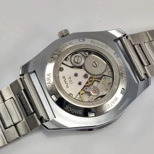 HMT Kohinoor Para Shock 17 Jewels Black Dial Transparent Back Mechanical Handwinding Men's Watch 0231 Discover-Diamonds