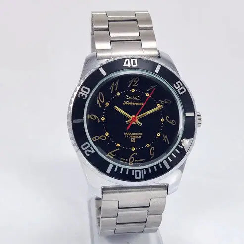 HMT Kohinoor Para Shock 17 Jewels Black Dial Transparent Back Mechanical Handwinding Men's Watch 0231 Discover-Diamonds