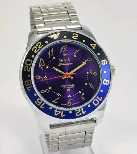 HMT Kohinoor Purple Dial Para Shock 17 Jewels Transparent Back Mechanical Handwinding Men's Watch 0231 Discover-Diamonds