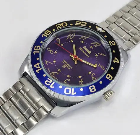 HMT Kohinoor Purple Dial Para Shock 17 Jewels Transparent Back Mechanical Handwinding Men's Watch 0231 Discover-Diamonds