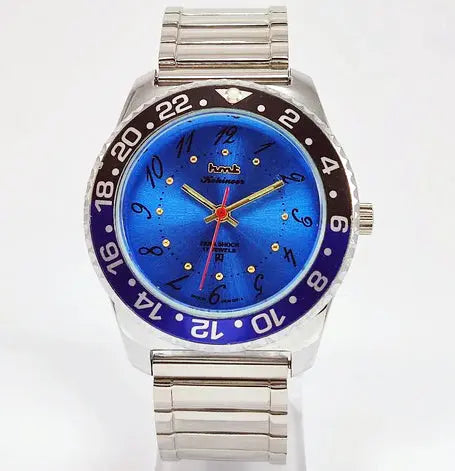 HMT Kohinoor Para Shock 17 Jewels Blue Dial Transparent Back Mechanical Handwinding Men's Watch 0231 Discover-Diamonds