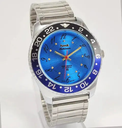 HMT Kohinoor Para Shock 17 Jewels Blue Dial Transparent Back Mechanical Handwinding Men's Watch 0231 Discover-Diamonds