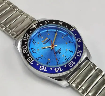 HMT Kohinoor Para Shock 17 Jewels Blue Dial Transparent Back Mechanical Handwinding Men's Watch 0231 Discover-Diamonds