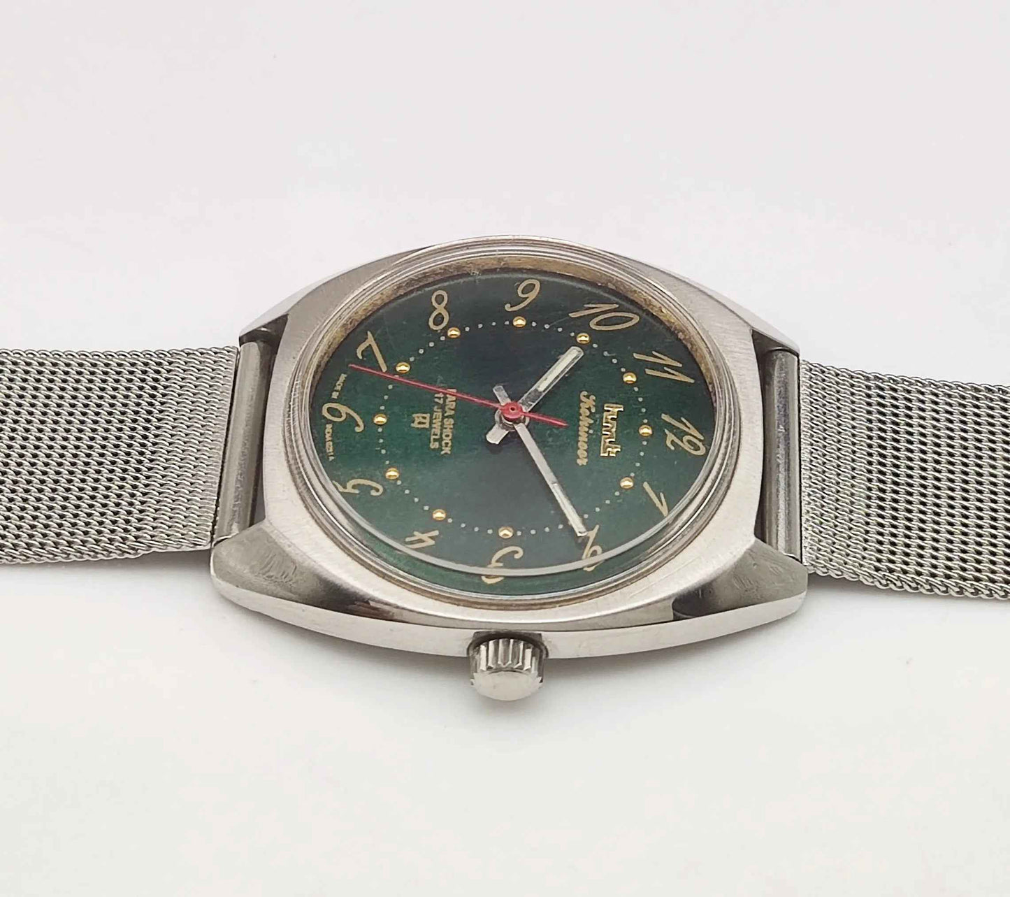 HMT Kohinoor Para Shock 17 Jewels Green Dial Handwinding English Numerals