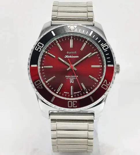 HMT Kohinoor Para Shock 17 Jewels Red Dial Transparent Back Mechanical Handwinding Men's Watch 0231 Discover-Diamonds