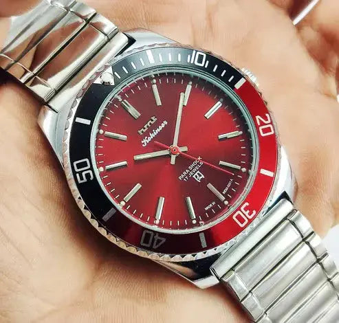 HMT Kohinoor Para Shock 17 Jewels Red Dial Transparent Back Mechanical Handwinding Men's Watch 0231 Discover-Diamonds