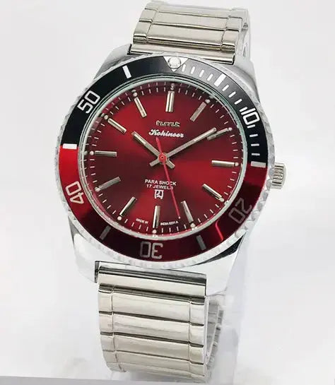 HMT Kohinoor Para Shock 17 Jewels Red Dial Transparent Back Mechanical Handwinding Men's Watch 0231 Discover-Diamonds