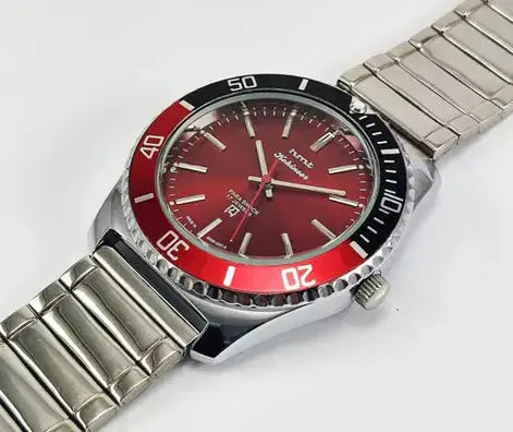 HMT Kohinoor Para Shock 17 Jewels Red Dial Transparent Back Mechanical Handwinding Men's Watch 0231 Discover-Diamonds