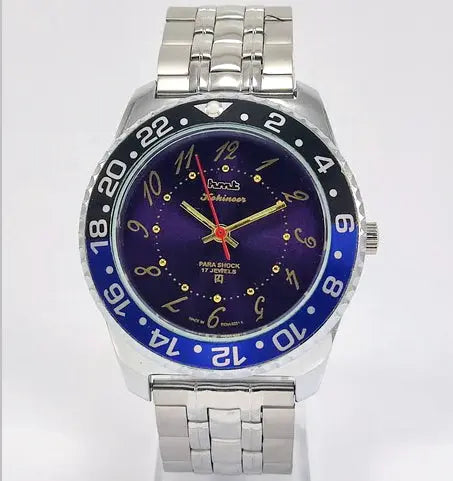 HMT Kohinoor Purple Dial Para Shock 17 Jewels Transparent Back Mechanical Handwinding Men's Watch 0231 Discover-Diamonds