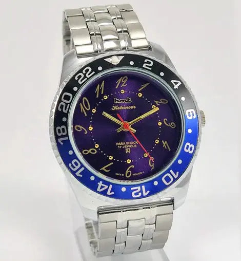 HMT Kohinoor Purple Dial Para Shock 17 Jewels Transparent Back Mechanical Handwinding Men's Watch 0231 Discover-Diamonds