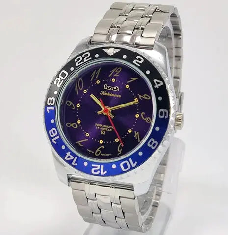 HMT Kohinoor Purple Dial Para Shock 17 Jewels Transparent Back Mechanical Handwinding Men's Watch 0231 Discover-Diamonds