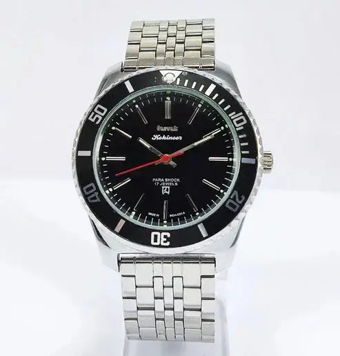 HMT Kohinoor Black Dial Para Shock 17 Jewels Transparent Back Mechanical Handwinding Men's Watch 0231 Discover-Diamonds