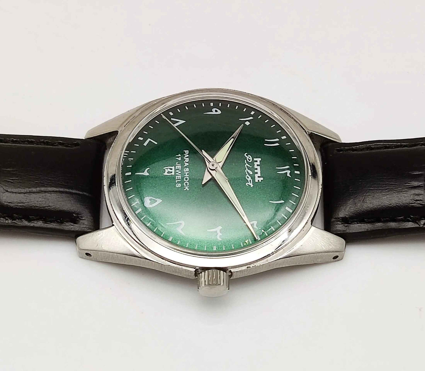 HMT Pilot Arabic Font Handwinding 17 Jewels Men's Watch Green Dial