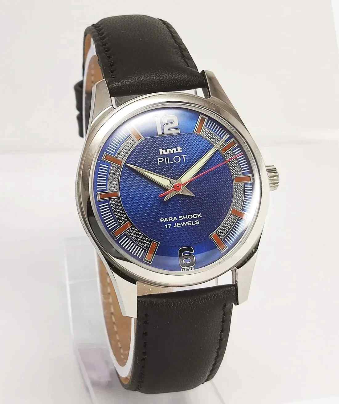 HMT Pilot Para Shock 17 Jewels Blue Dial Mechanical Handwinding Men's Watch 0231 Discover-Diamonds