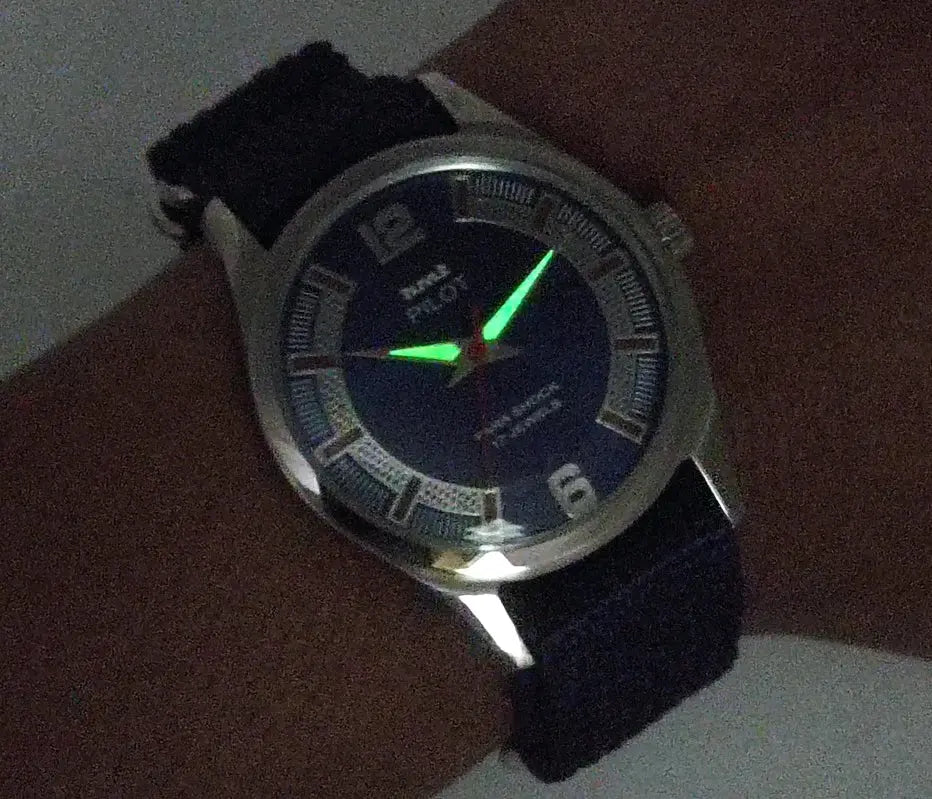 HMT Pilot Blue Dial 17 Jewels Para Shock Mechanical Handwinding Men's Wrist Watch 0231 Discover-Diamonds
