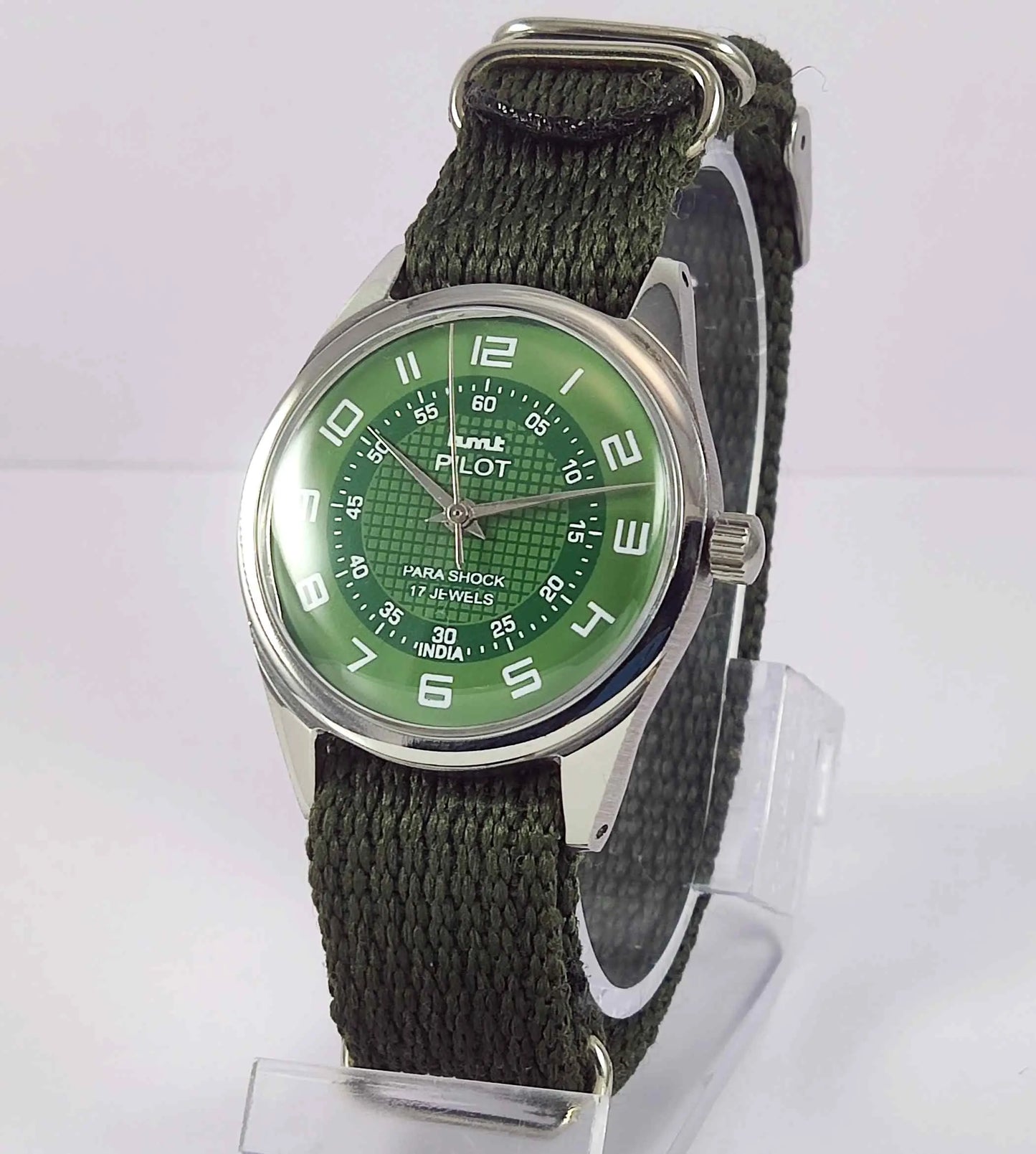 HMT Pilot Green Dial Mechanical Handwinding Men's Watch 0231 Discover-Diamonds