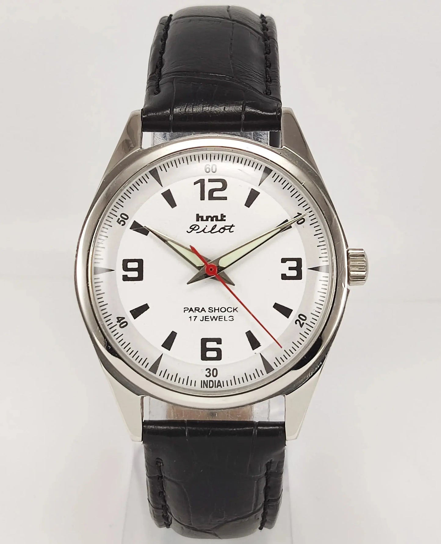 HMT Pilot Para Shock 17 Jewels White Dial Mechanical Hand winding Men's Wrist Watch Discover-Diamonds