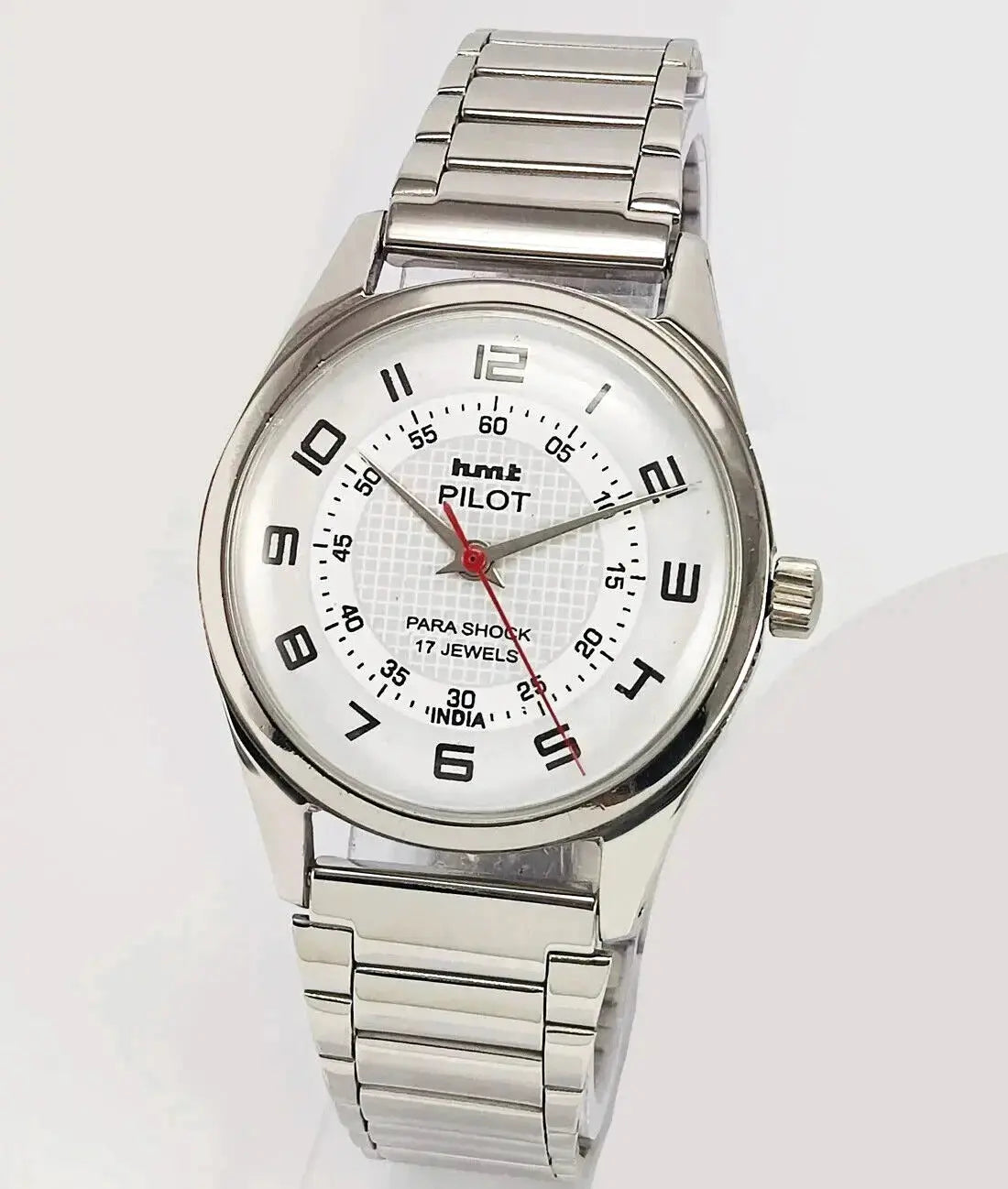 HMT Pilot White Dial 17 Jewels Para Shock Mechanical Handwinding Men's Wrist Watch 0231 Discover-Diamonds