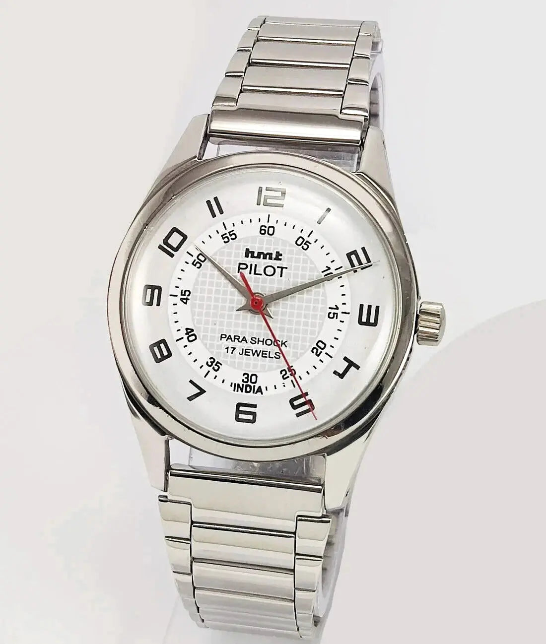 HMT Pilot White Dial 17 Jewels Para Shock Mechanical Handwinding Men's Wrist Watch 0231 Discover-Diamonds