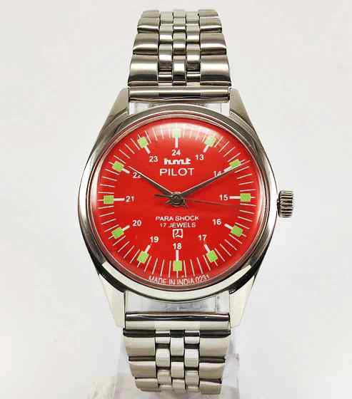 HMT Pilot Orange Dial Para Shock 17 Jewels Mechanical Handwinding Men's Watch 0231 Discover-Diamonds