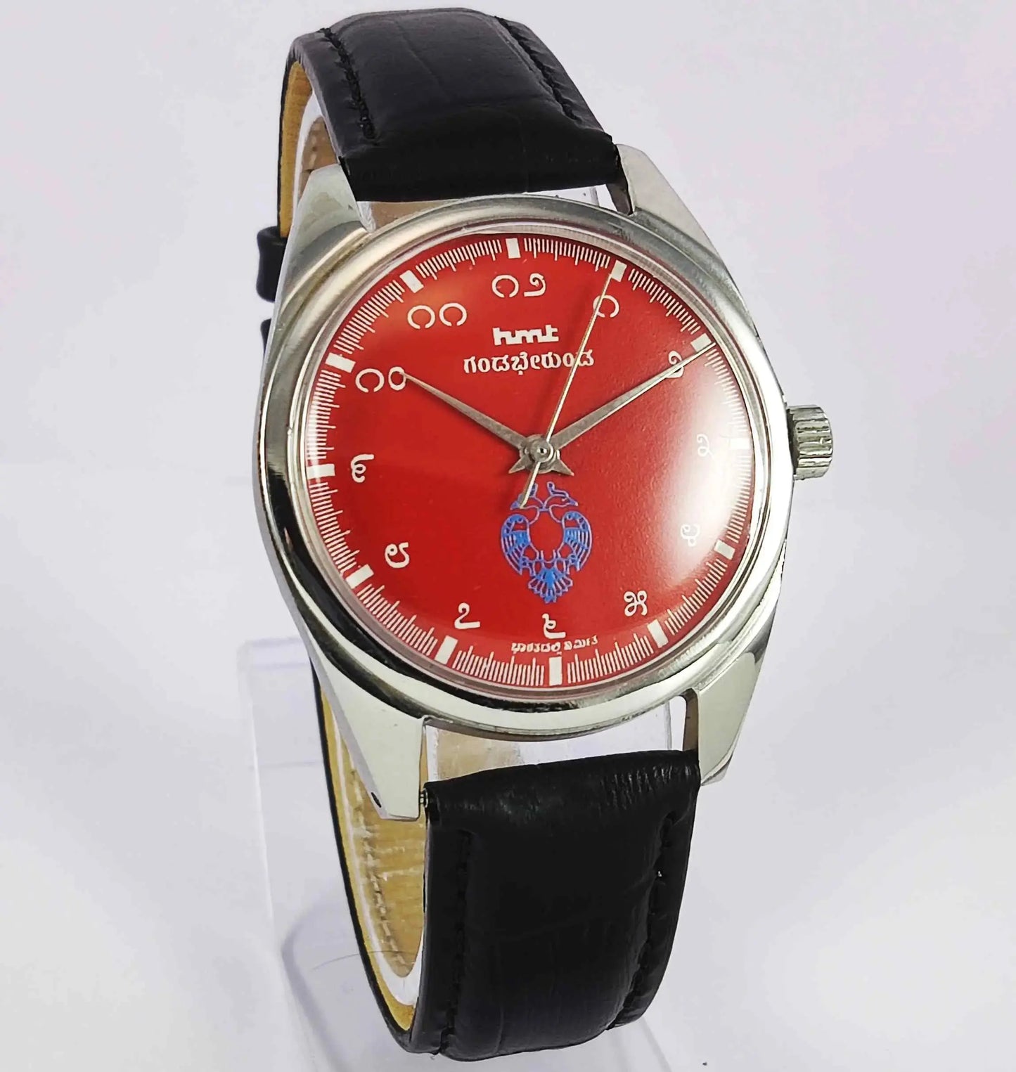 HMT Gandaberunda Kannada Numerals Red Dial 17 Jewels Handwinding Men's Watch 0231 Discover-Diamonds