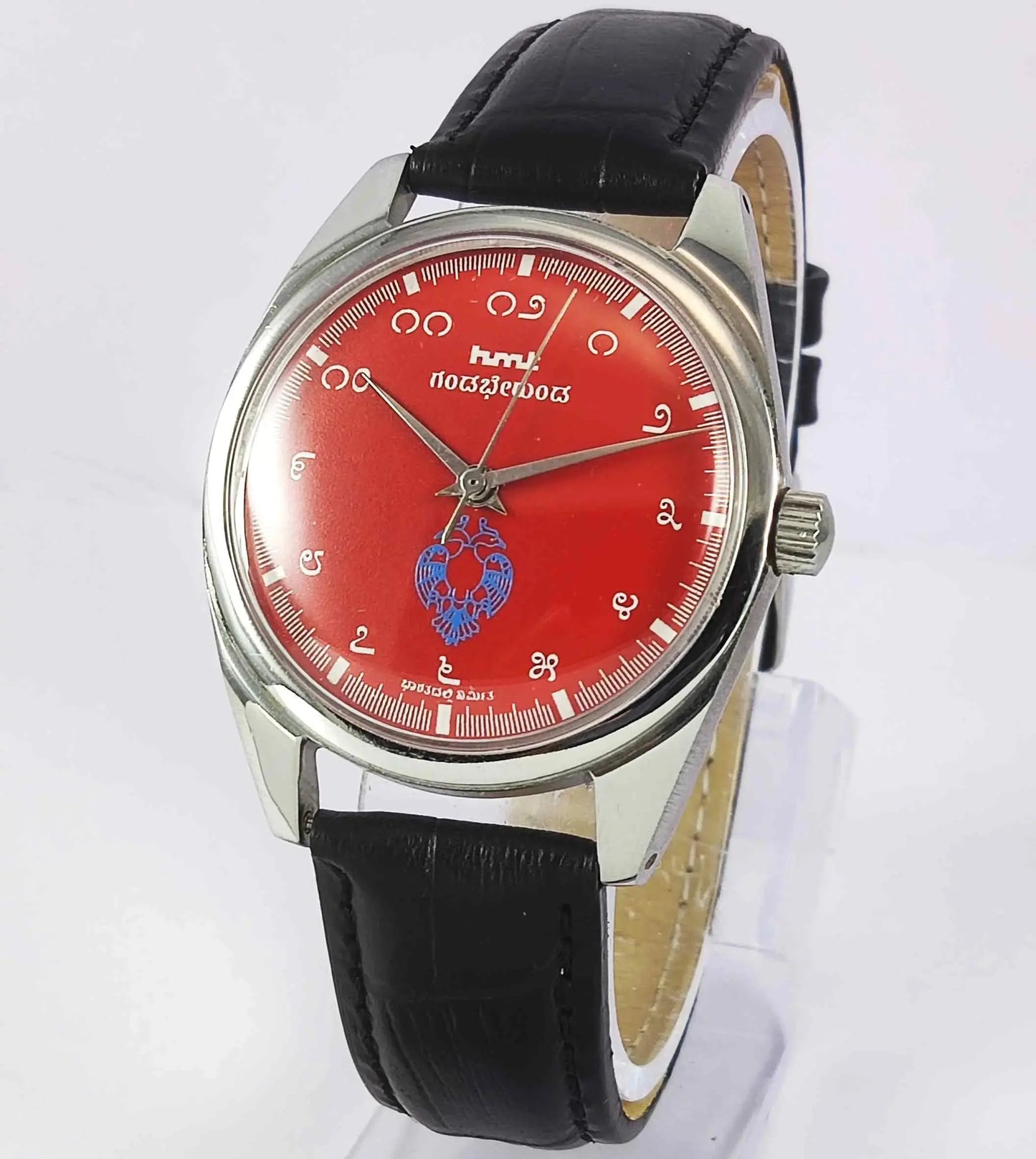 HMT Gandaberunda Kannada Numerals Red Dial 17 Jewels Handwinding Men's Watch 0231 Discover-Diamonds