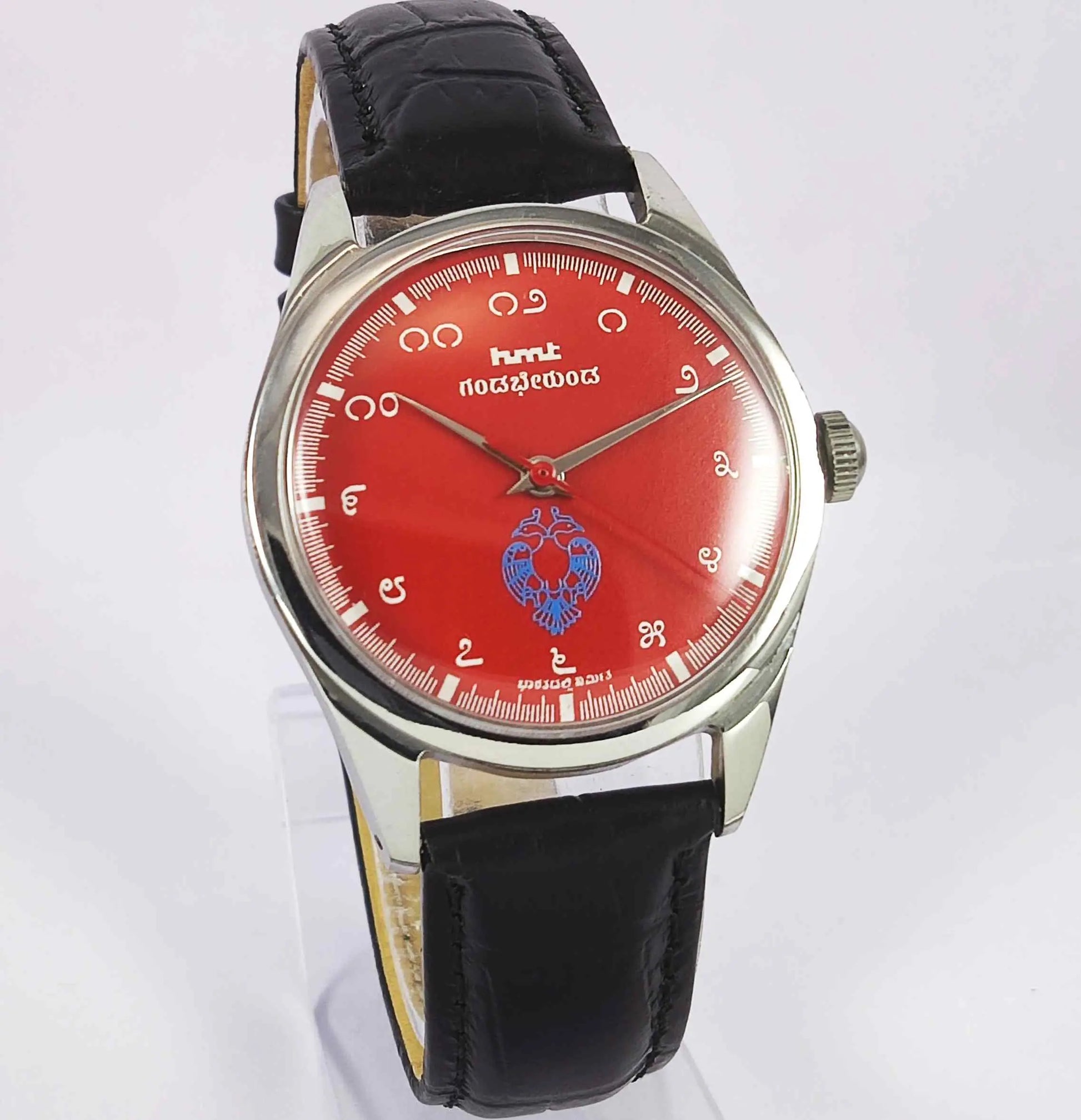 HMT Red Dial Gandaberunda Kannada Numerals 17 Jewels Handwinding Men's Watch 0231 Discover-Diamonds