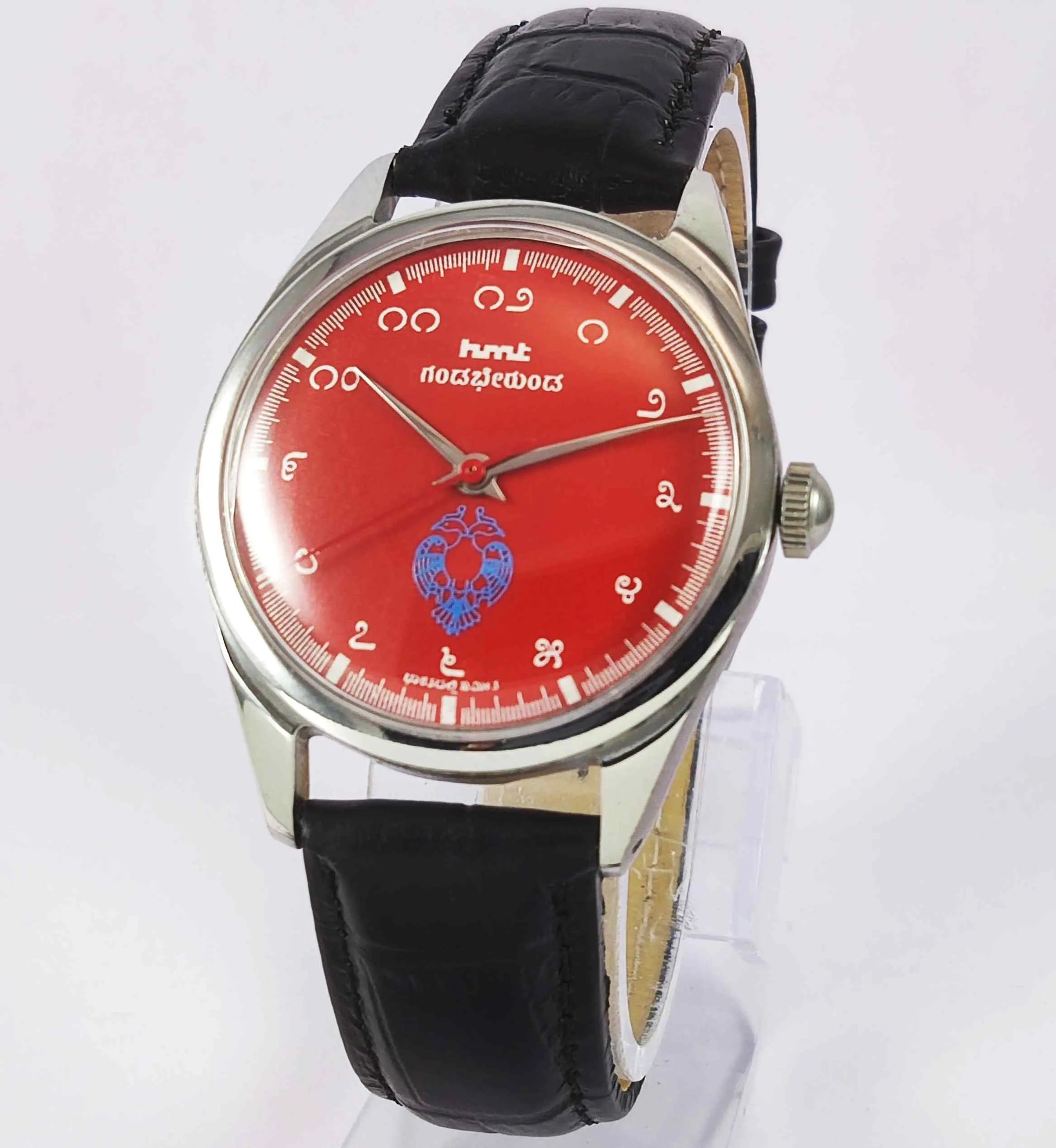 HMT Red Dial Gandaberunda Kannada Numerals 17 Jewels Handwinding Men's Watch 0231 Discover-Diamonds