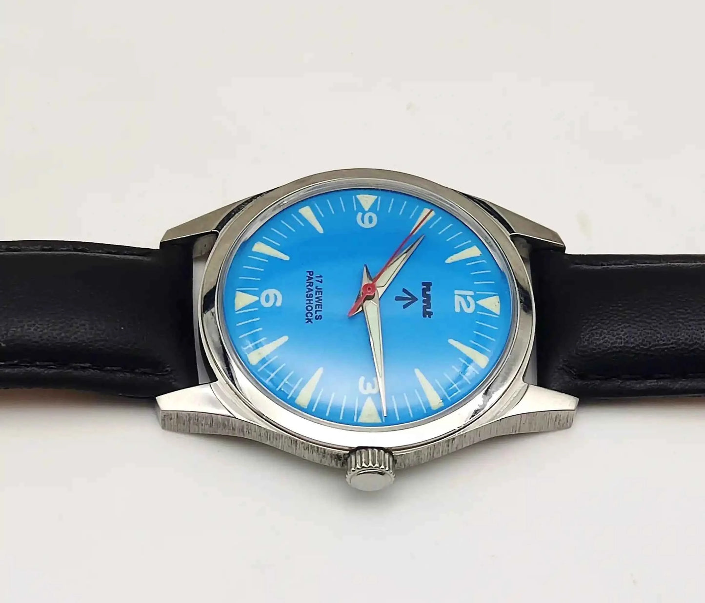HMT Sky Blue Stick English Numerals Indices Dial 17 Jewels Handwinding