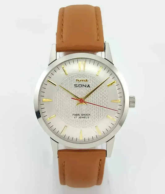 HMT Sona Silver Dial 17 Jewels Mechanical Handwinding Men's Wrist Watch 0231 Discover-Diamonds