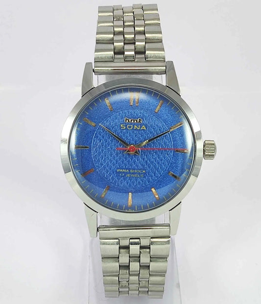 HMT Sona Blue Dial 17 Jewels Men's Wrist Watch 0231 Discover-Diamonds
