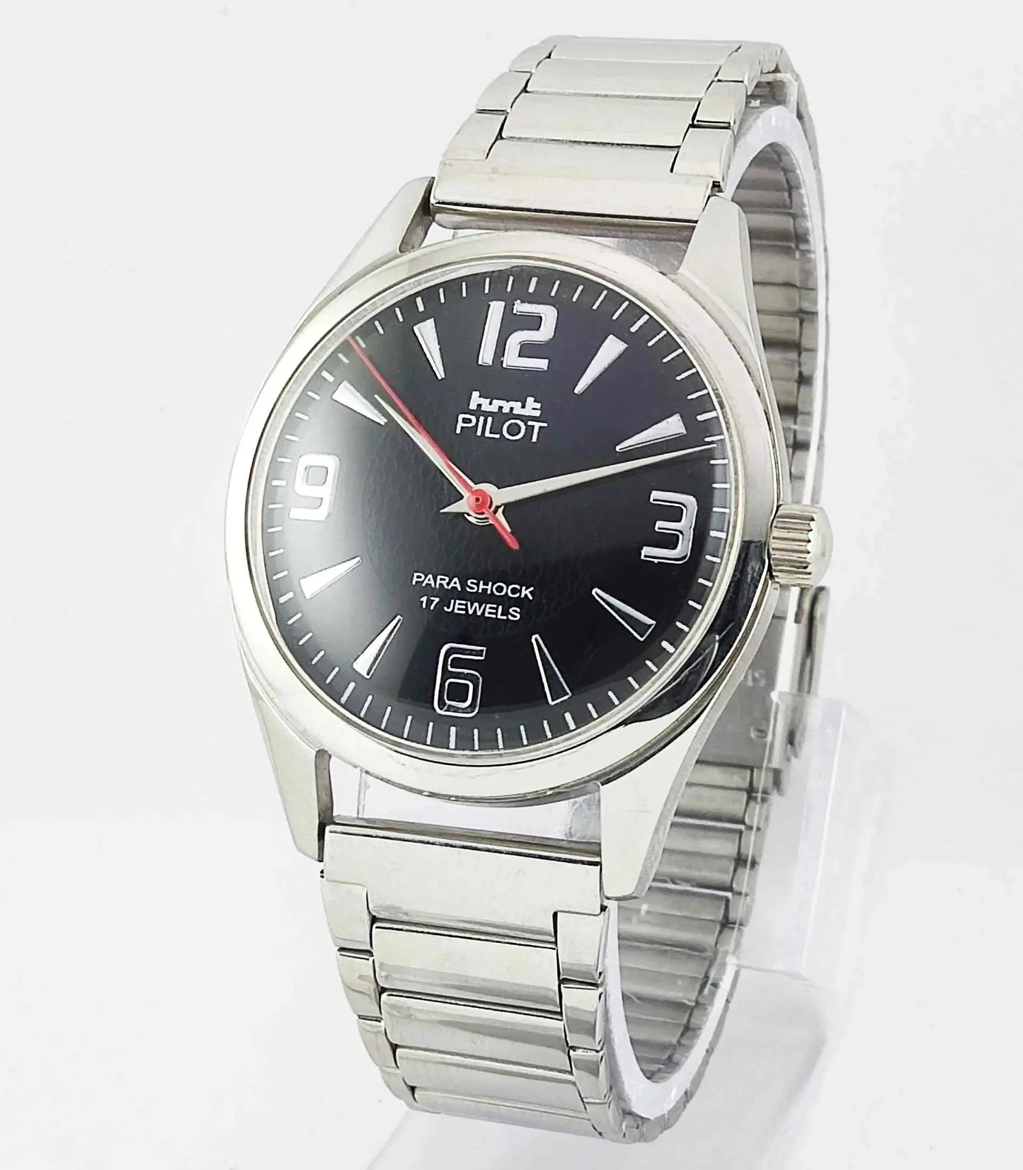 HMT Pilot 0231 Black Para Shock 17 Jewels Mechanical Handwinding Men's Watch Discover-Diamonds