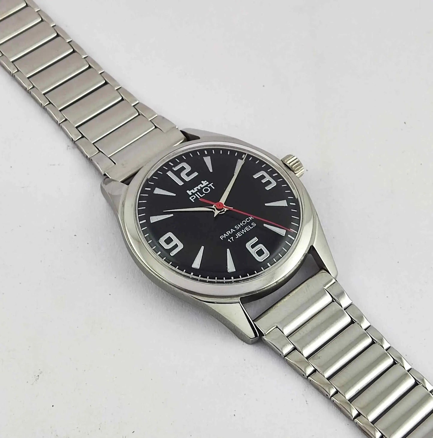 HMT Pilot 0231 Black Para Shock 17 Jewels Mechanical Handwinding Men's Watch Discover-Diamonds