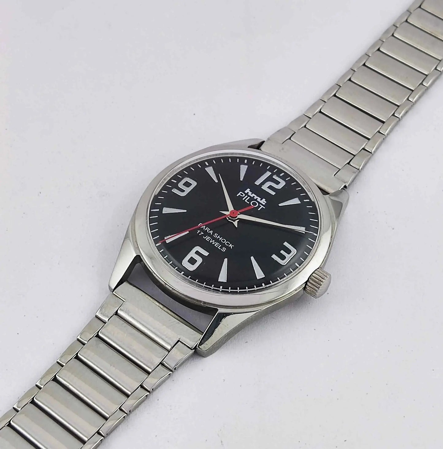HMT Pilot 0231 Black Para Shock 17 Jewels Mechanical Handwinding Men's Watch Discover-Diamonds