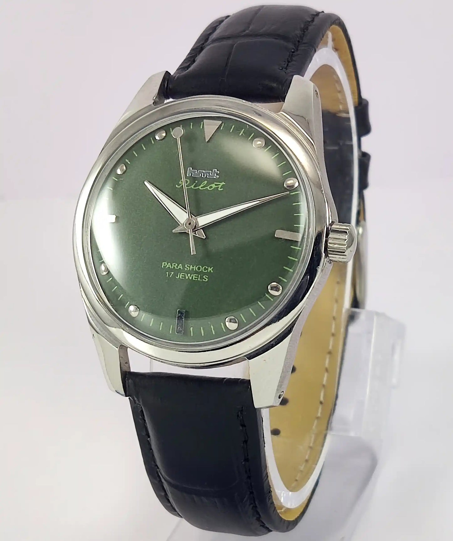 HMT Pilot Para Shock 17 Jewels Apple Green Dial Handwinding Men's Watch Discover-Diamonds