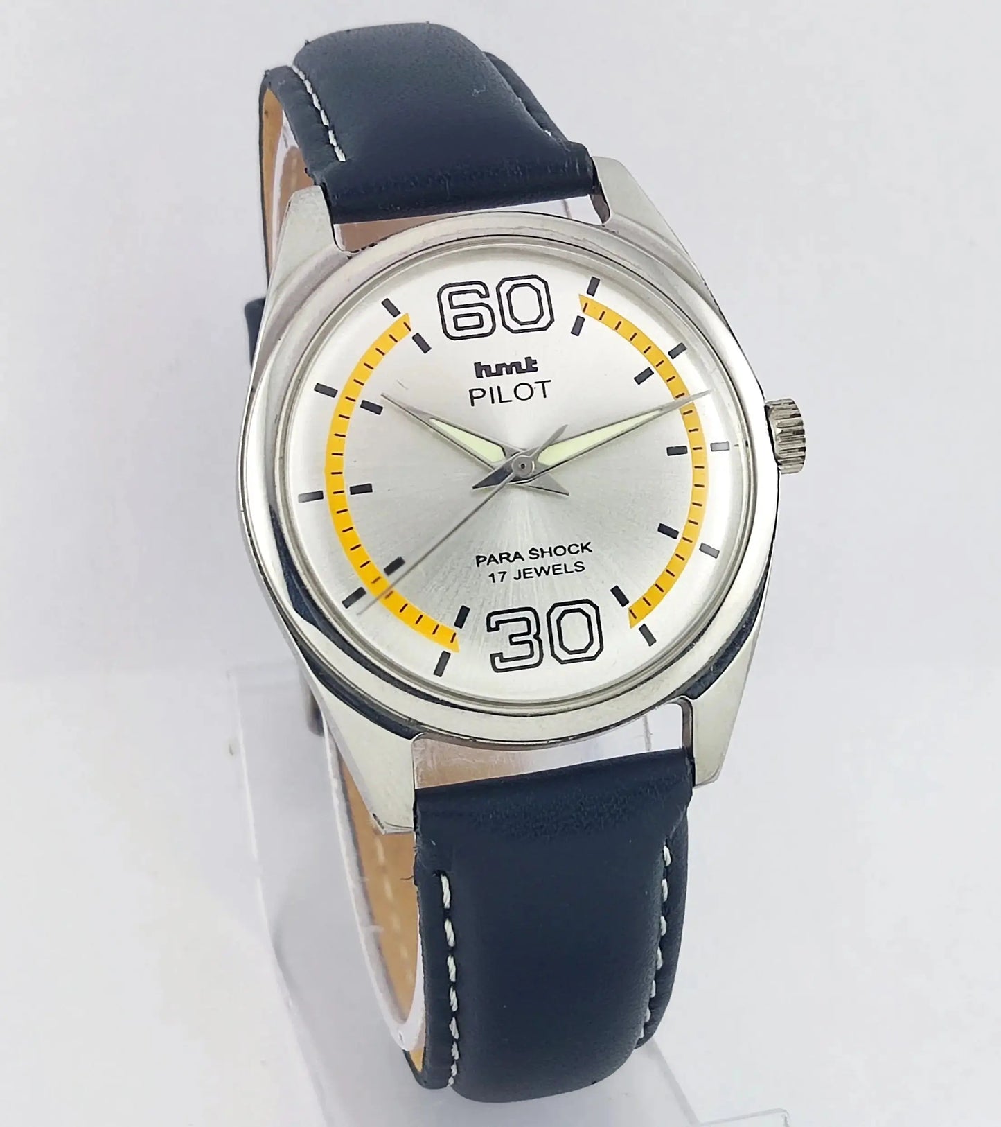 HMT Pilot Silver Dial Para Shock 17 Jewels Mechanical Handwinding Men's Watch 0231 Discover-Diamonds