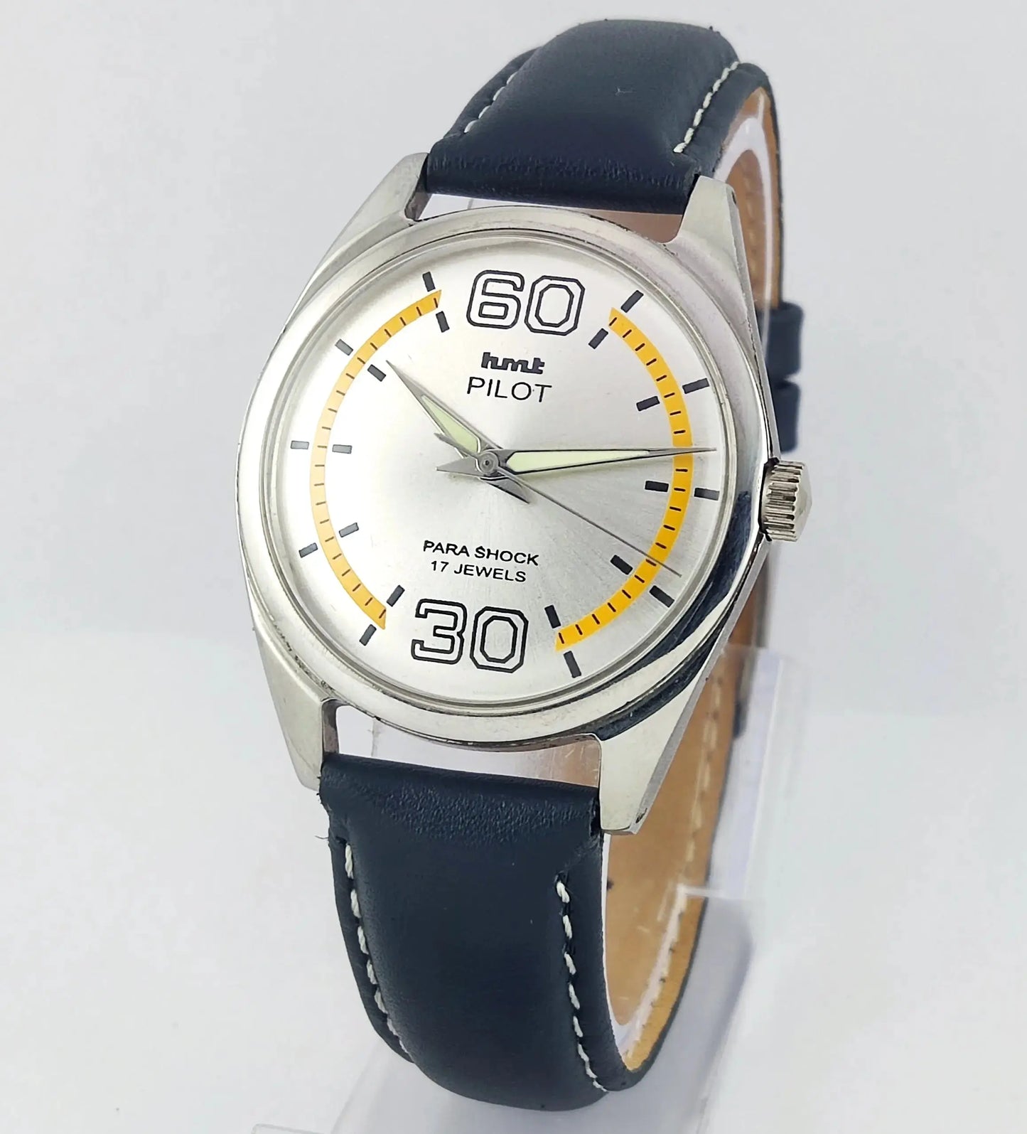HMT Pilot Silver Dial Para Shock 17 Jewels Mechanical Handwinding Men's Watch 0231 Discover-Diamonds
