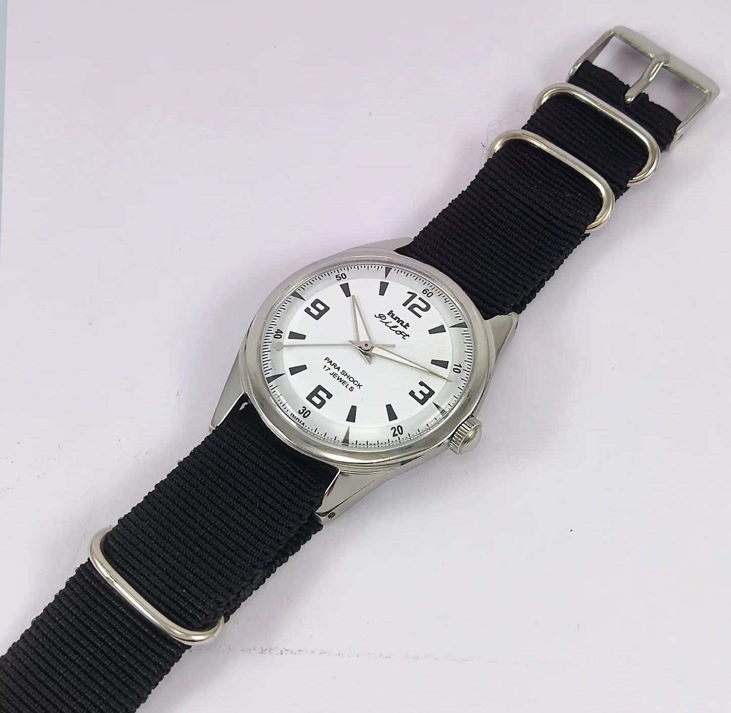 HMT Pilot White Dial Para Shock 17 Jewels Handwinding Men's Watch Discover-Diamonds