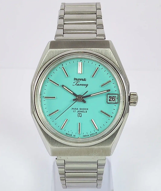 HMT Tareeq 17 Jewels Torquoise Dial Date Function Men's Watch Discover-Diamonds