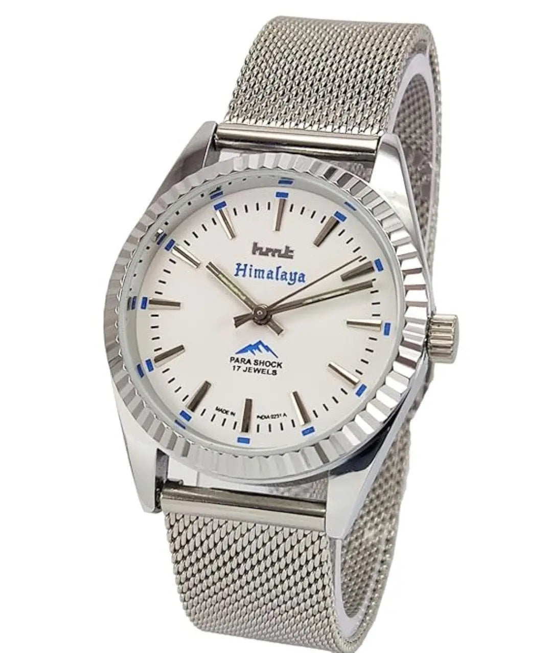 HMT Himalaya Para Shock 17 Jewels White Dial Mechanical Hand winding Men's Wrist Watch Discover-Diamonds