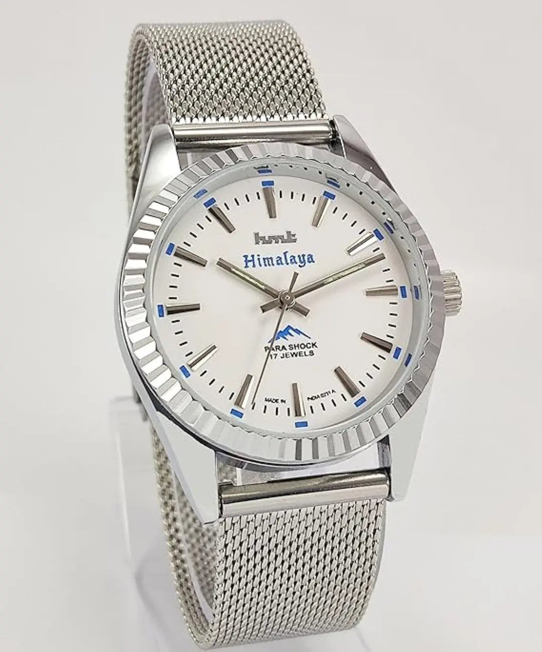 HMT Himalaya Para Shock 17 Jewels White Dial Mechanical Hand winding Men's Wrist Watch Discover-Diamonds