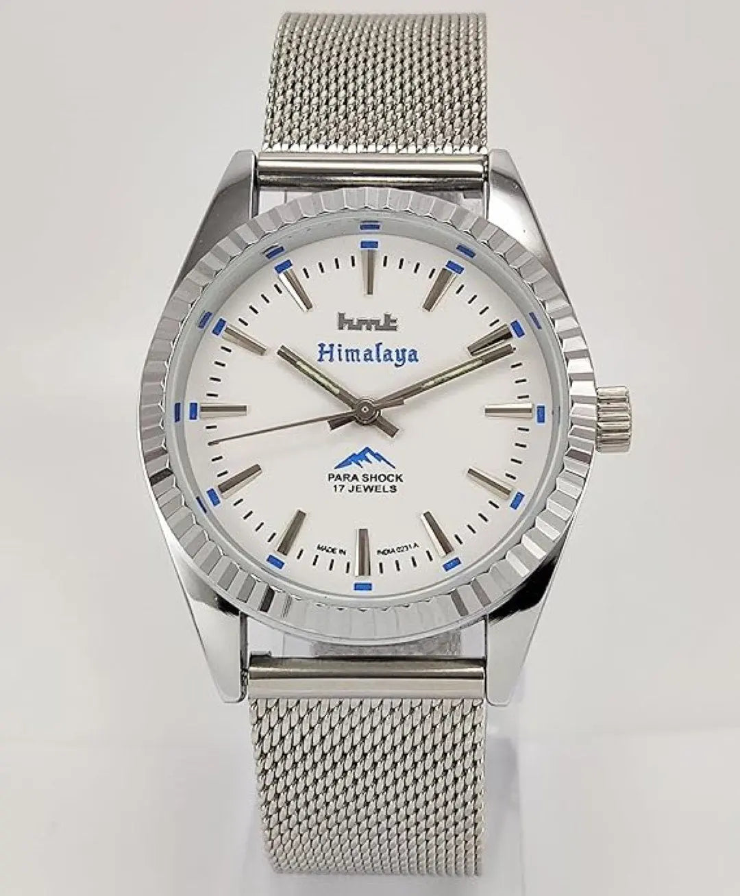 HMT Himalaya Para Shock 17 Jewels White Dial Mechanical Hand winding Men's Wrist Watch Discover-Diamonds