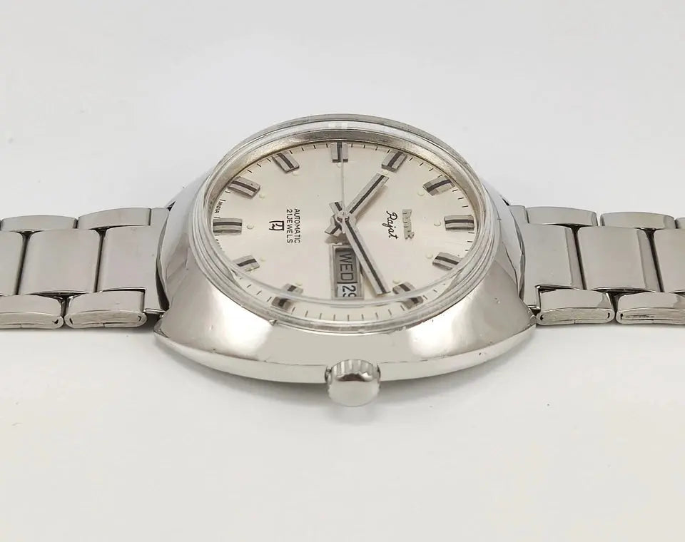 HMT Rajat Silver Dial 21 Jewels Day Date Mechanical Automatic Man's Watch 0231 Discover-Diamonds
