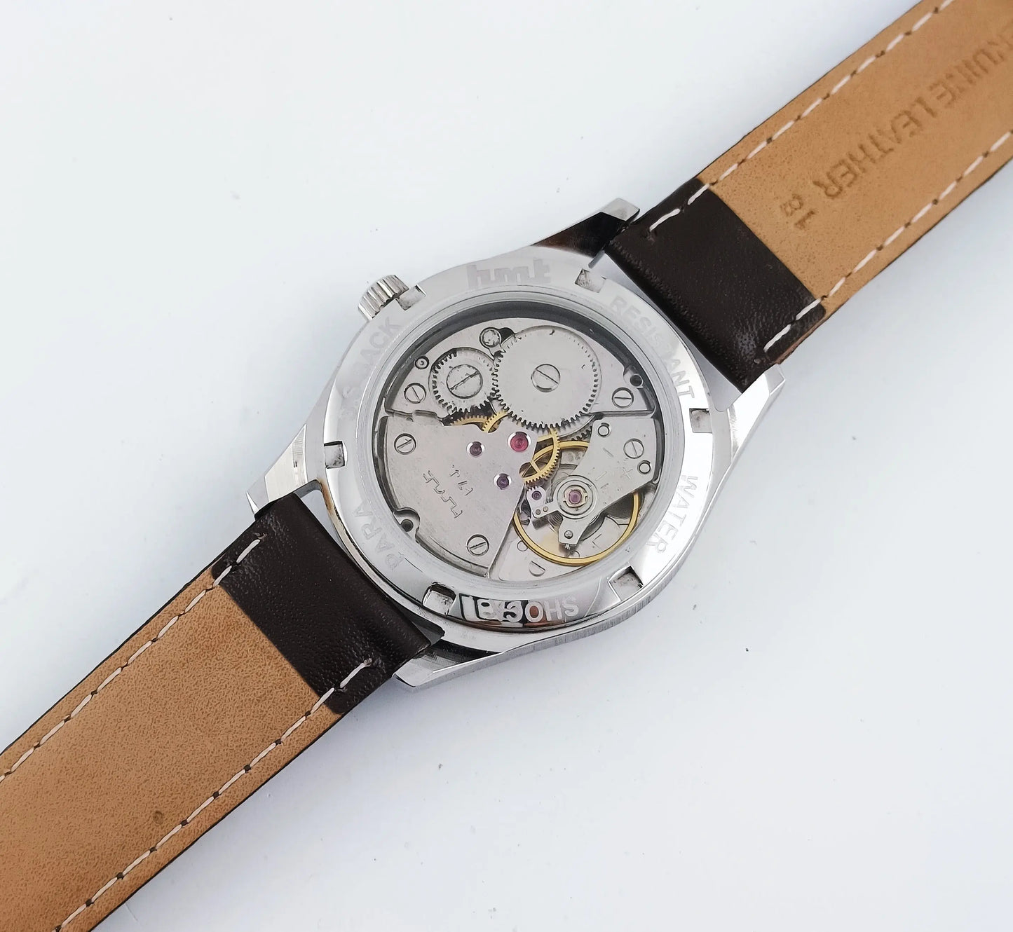 HMT Janata Para Shock 17 Jewels White Devanagari Dial Transparent Back Men's Mechanical Watch Discover-Diamonds