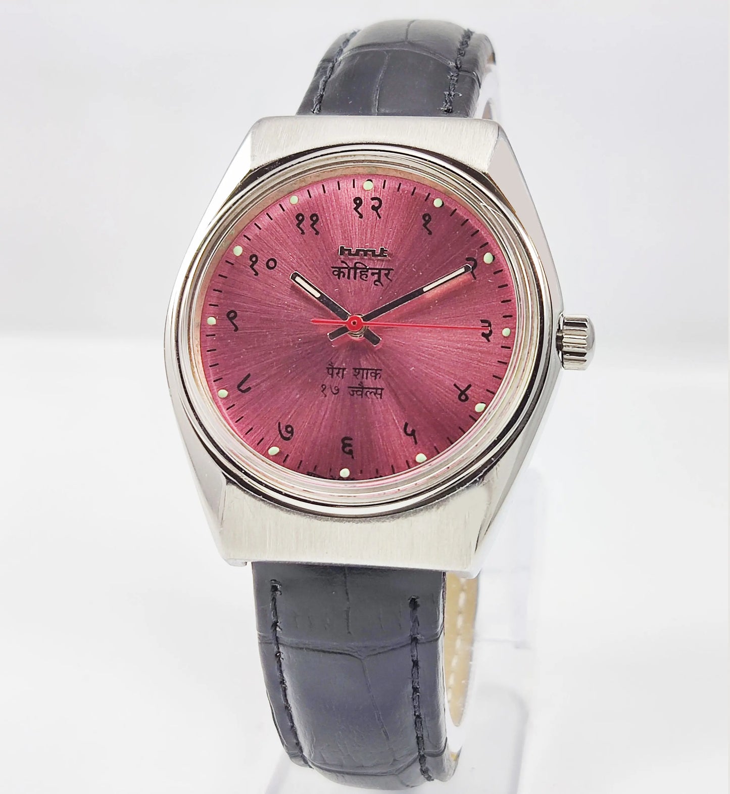 HMT Kohinoor Para Shock 17 Jewels Pink Dial Mechanical Hand winding Men's Wrist Watch Discover-Diamonds