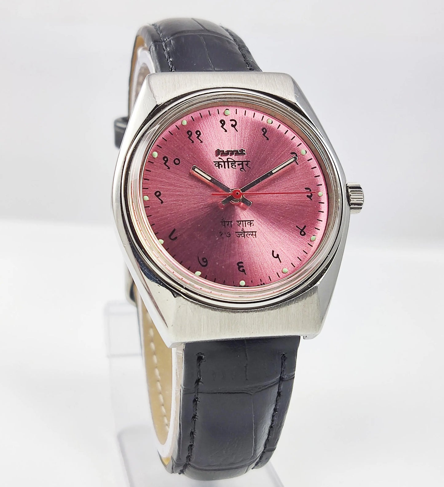 HMT Kohinoor Para Shock 17 Jewels Pink Dial Mechanical Hand winding Men's Wrist Watch Discover-Diamonds