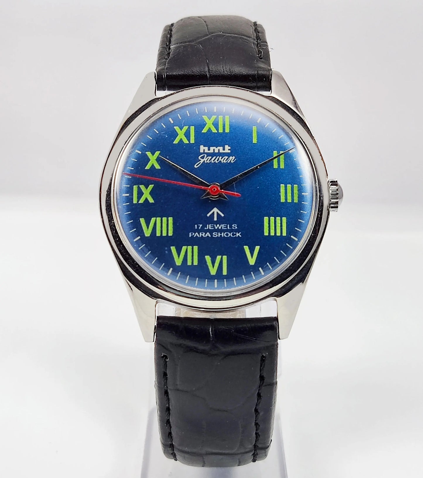 HMT Jawan Para Shock 17 Jewels Blue Dial Mechanical Hand winding Men's Wrist Watch Discover-Diamonds