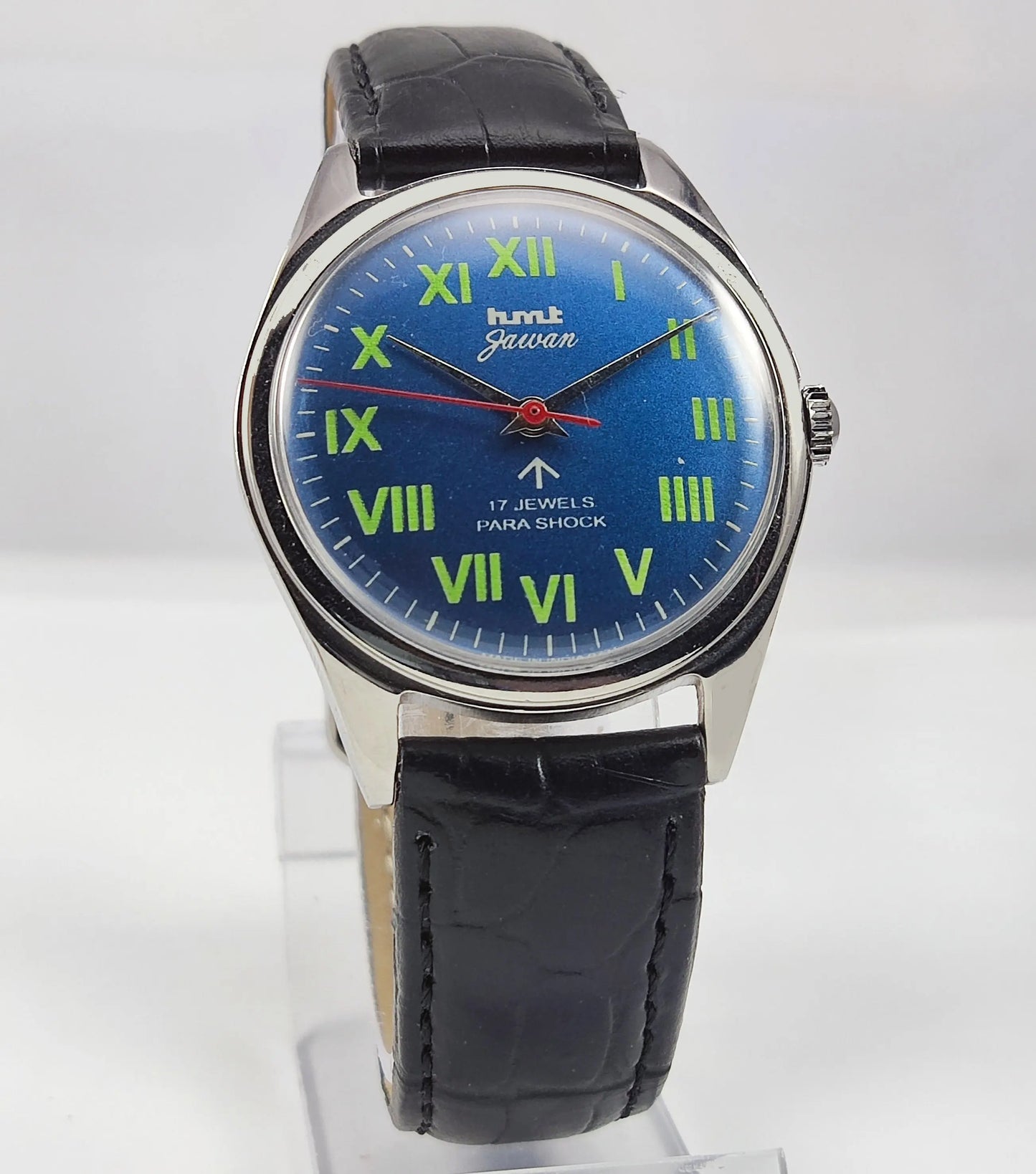HMT Jawan Para Shock 17 Jewels Blue Dial Mechanical Hand winding Men's Wrist Watch Discover-Diamonds