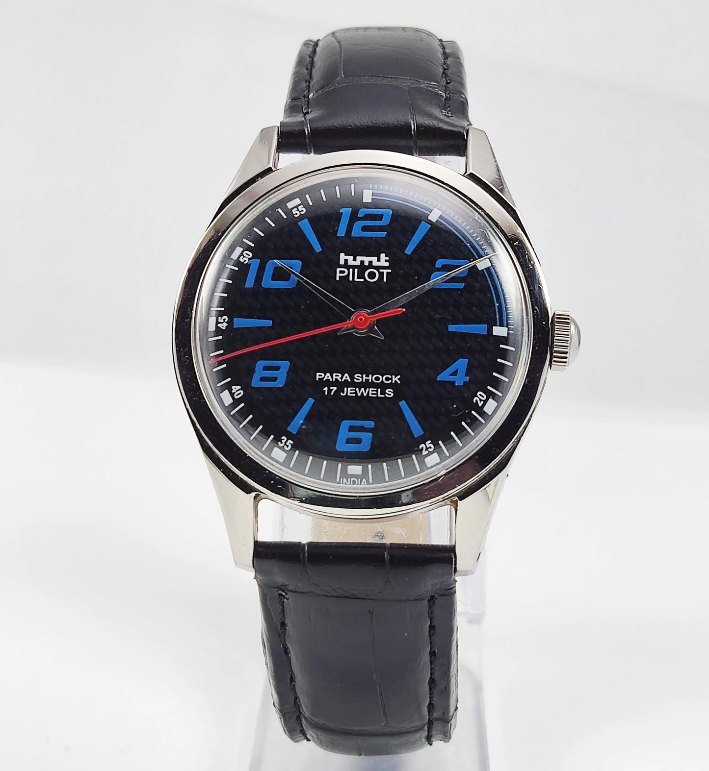 HMT Pilot Para Shock 17 Jewels Black Dial Mechanical Hand winding Men's Wrist Watch Discover-Diamonds