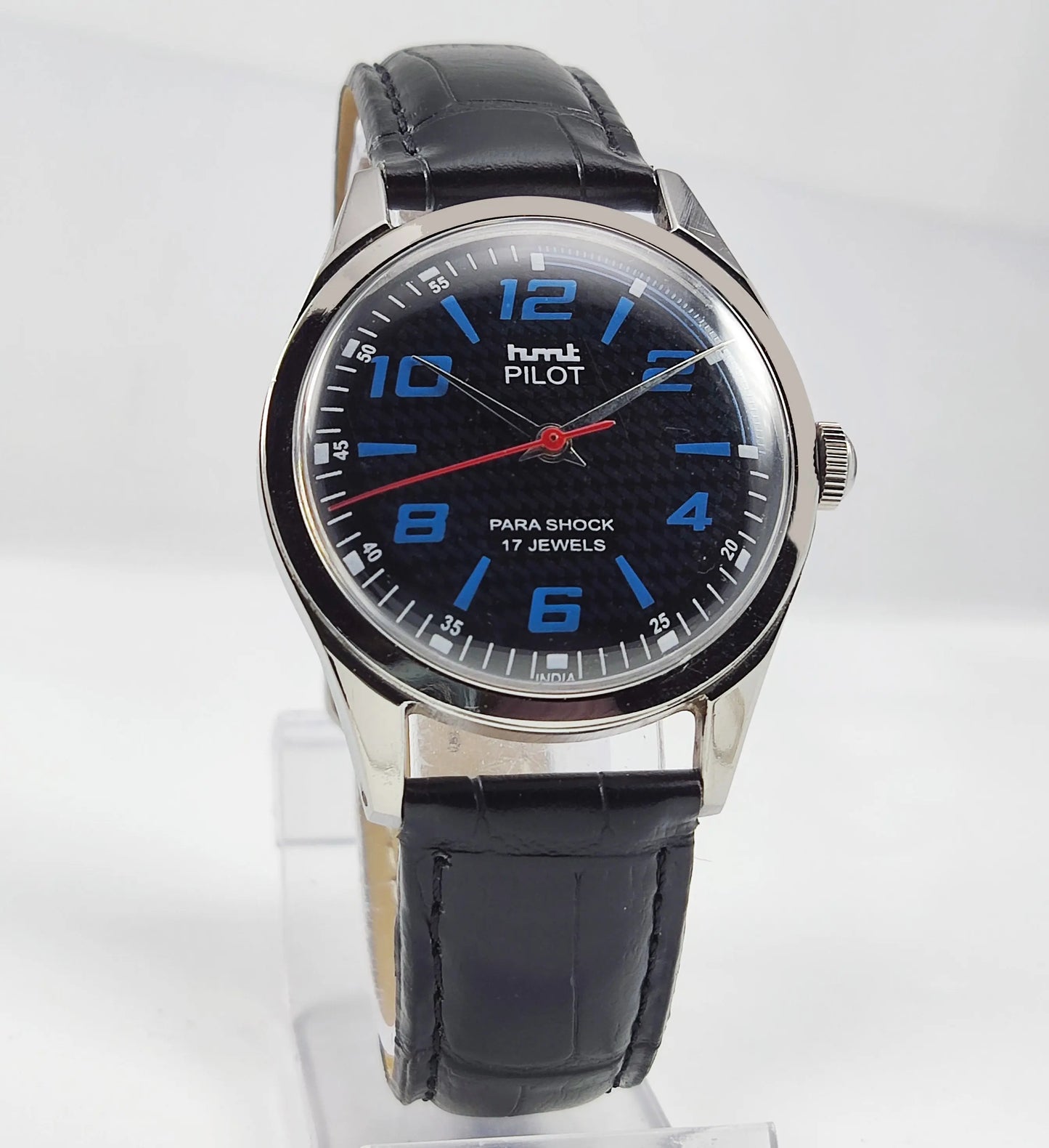 HMT Pilot Para Shock 17 Jewels Black Dial Mechanical Hand winding Men's Wrist Watch Discover-Diamonds